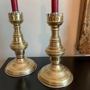 Vintage Brass Castlecore Victorian 10" Candlestick Holders Made in England